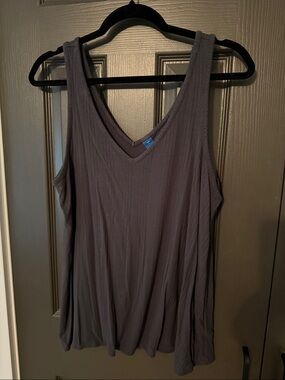 Old Navy Ribbed Lux V-Neck Tank Top - Charcoal